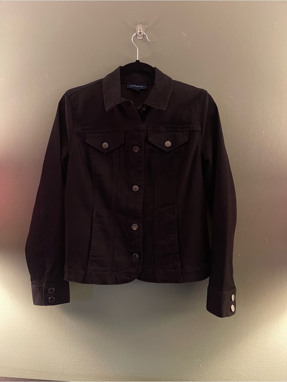 Charter Club Black Denim-Style Button Jacket